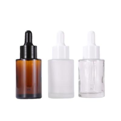 China 30ml Dropper Bottle Cosmetic Transparent Frosting Tawny Glass Dropper Bottle Essential Oil Dropper Bottle for sale