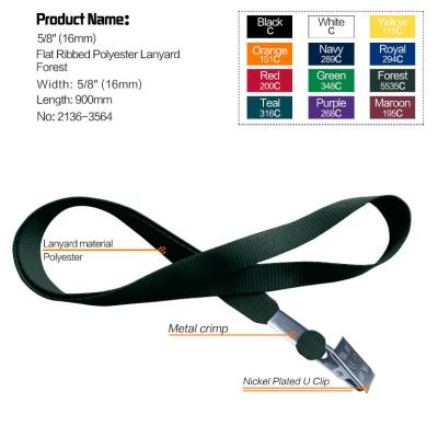 China ID Card Badge Attendance 16mm ID Lanyard With Customizable U-Shape Clip Badge Holder Hanging Clips Micro Weave Polyester Loose Lanyard for sale