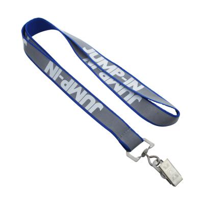 China ID Card Badge Holding 16mm Reflective ID Lanyard With U-Shape Metal Clips Custom Badge Straps Security Guard Hanging Cleaning Crew Identity Accessory for sale