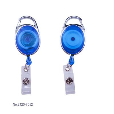 China 2120-705X Carabiner School Oval Clear Badge Reel With Clear Vinyl Strap for sale