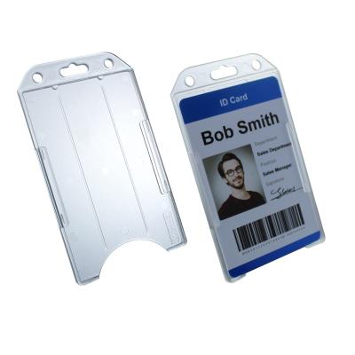 China ID Card Badge Holding Single-Sided Card Carry Pass-Through Vertical Cover Bus Card Case Holder School ID Holder Office Supplies for sale