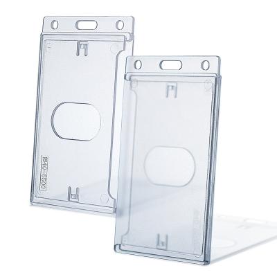 China ID Card Holding 50 Packs Frosted Vertical Plastic Transparent Card Holder ID Badge Holder Bank Card Protector Storage Card Case Work ID for sale