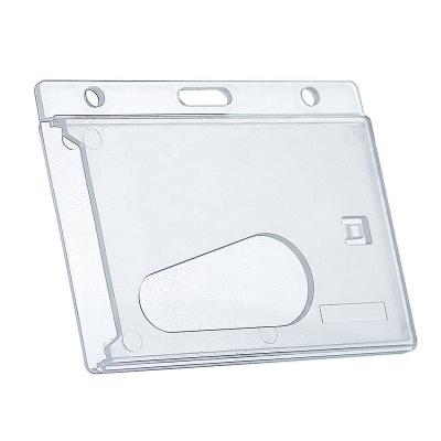 China Popular Horizontal Hard Rigid Plastic Dispenser Protector Frosted 50 Packs ID Card Holders Case With Notch & Slot & Inch Chain Hole for sale