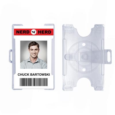 China Attendance 50 Pack 360 Rotation 86*54mm Rotation 86*54mm ID Card Holder Work Name Tag Cover Work Name Tag Cover Staff Office ID Badge Card Holder id card badge for sale