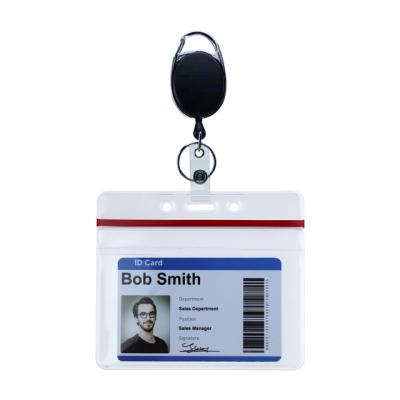 China ID Card Badge Attendance Badge Reel With Retractable PVC Card Sleeve Pull Key Chain Accessories Waterproof Combo Card Display Tag Pass Cover for sale