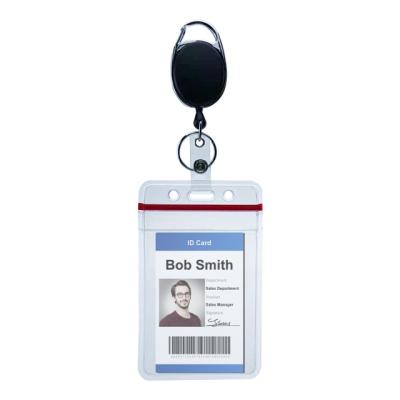 China ID Card Badge Attendance Badge Reel With Retractable PVC Card Sleeve Pull Key Chain Accessories Waterproof Combo Card Display Tag Pass Cover for sale