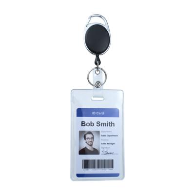 China ID Card Badge Attendance Badge Reel With Retractable PVC Card Sleeve Pull Key Chain Accessories Waterproof Combo Card Display Tag Pass Cover for sale