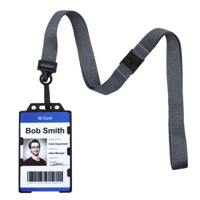 China ID Card Badge Holding Work Employee ID Cards Case With Lanyard 2 Sided Gafete Hard Plastic Combo Lanyard Door Holders Badge Hanging Card for sale