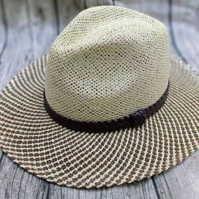 China Amazon Men's and Women's Western Beach Panama Hat Cowboy Sun Visor Image Outdoor Straw Hat Gentleman's Panama Hat for sale