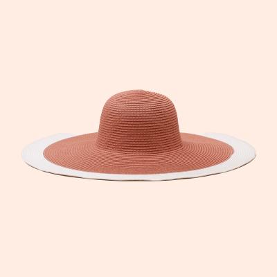 China Fashionable And Popular Beach Sunshade Striped Hat Large Contrast Color Contrast Flounced Hat for sale