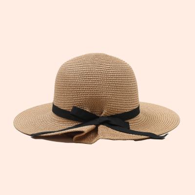 China Custom Fashion Striped Women's Bikini Leisure Vacation Beach Sun Shading Folding Cornice Hat for sale