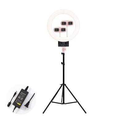 China Photographic Sufficiency Ring Light Set with Tripod Stand 2 Phone Holder for 18inch Camera Phone Ring Light 18inch Ring Light for sale