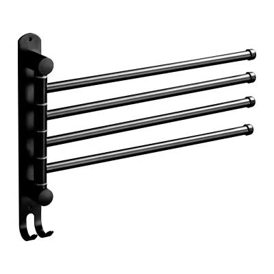 China Rotating Towel Rod 304 Stainless Steel Towel Rack Bathroom Hotel Black Towel Rack for sale