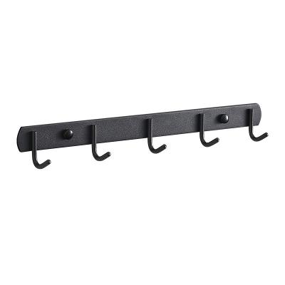 China Behind Doors/On walls black stainless steel tier hook, wall mounted nailless hook for hanging tools and clothes, hotel high-grade thickened hooks for sale