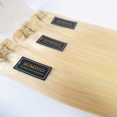 China MOJO Factory Wholesale Price Blonde Straight Hair Extensions Double Drawn Weft Clip 613 Bundles In Natural Hair Amazon Color for sale