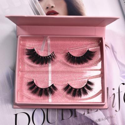 China Natural Private Label Customized Long 2pairs Lashes Packing Box Black Color 100% Mink 3D Eyelash Vendor Real Eyelash Applicator for sale