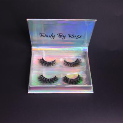 China Natural Long Packaging Box 3d Holographic Custom Mink Eyelashes Real Lashes Lashes Private Label Box Design for sale