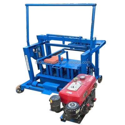 China Automatic Mobile Diesel Type Hydraulic Self-Lift Cement Paver Brick Maker Machine Building Buliding Concrete Hollow Mobile Brick Making for sale