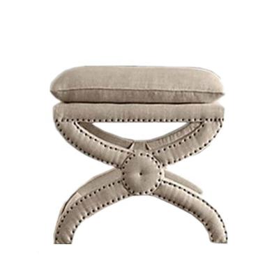 China ZLY-0183 High Quality Antique Small Size Cross Leg Upholstered Foot Stool for sale