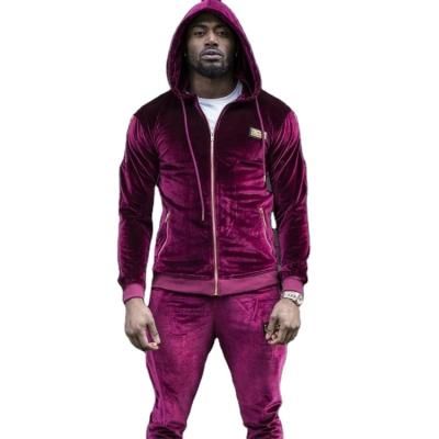 China High Quality Custom Made Multicolor Multisize Wholesale Velvet Breathable Velvet Men's Tracksuits Unisex Pure Color Tracksuit for sale