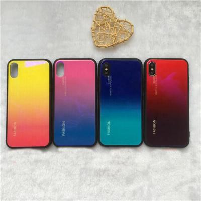 China Full Cover Glitter Beautiful Gradient Tempered Glass Cell Phone Case For iPhone Protect Cell Phone Case for sale