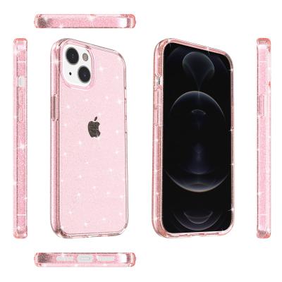 China New Shockproof Clear Transparent Glitter TPU Full Cover Cell Phone Case Cover For iPhone 13 13 pro 13 pro max for sale