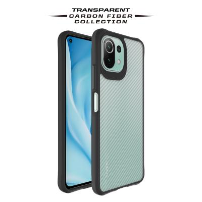 China Transparent Clear Anti-drop Carbon Fiber Phone Case For Xiaomi 11X 11 Lite for sale