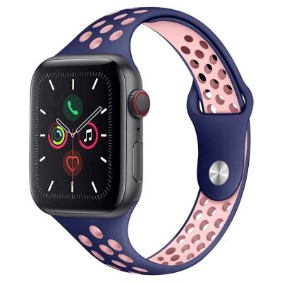 China Double Color Silicone Rubber Wholesale Watch Band For Apple Watch Replacement Watchbands for sale