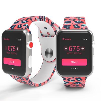 China Fashion Printing Silicone Custom Watch Band Lightweight And Durable For Apple Watch Band Strap Rubber Wrist Strap For Apple Watch Series 1 2 3 4 5 for sale