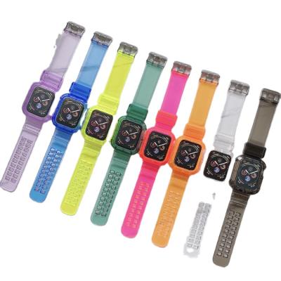 China Sport Clear TPU 38 Stainless Steel 40 42 44 Mm Watch Band Strap For Apple iWatch 5 6 Series T500 W26 T900 Watch Strap And Case for sale