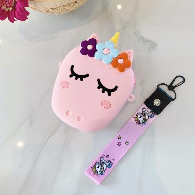 China Cute Silicone Unicorn Rubber Pouch Zipper Wallet Mini Coin Purse With Crossbody Fashion Cartoon Wholesale Waterproof Fasten For Girls for sale