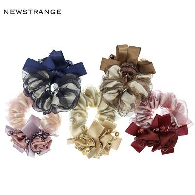 China Hot Selling Hair Scrunchies Hair Scrunchies Accessories High Elasticity Fancy Double Flowers Handmade Colorful Hair Tie For Women for sale