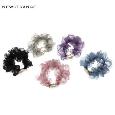 China Hair Scrunchies Shapes Wholesale New Design Hair Scrunchies Soft Love Heart Pearl Rhinestone Ponytail Hair Ties Gather For Women Girls for sale