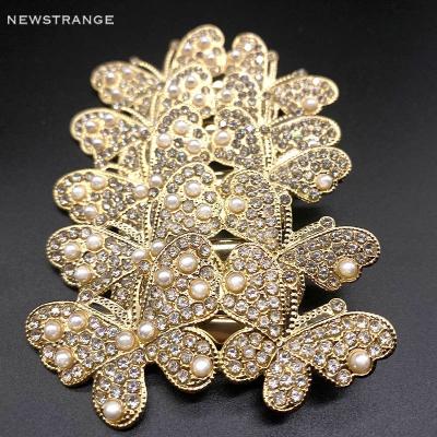 China Decor Fancy Metal Bling Hair Clips Set Rhinestone Pearl Hair Pin Sparkle Butterfly Barrette Hair Clips Accessories Set For Women for sale