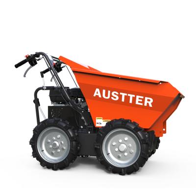 China Farms China Supplier New Style Gasoline Engine Powered 300kg Loading 4x4 Wheeled Front Dump Mini Dumper for sale