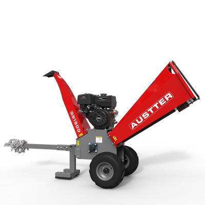 China Farms Austter GS1500 Trailer Mounted 15HP Gasoline Engine 420cc ATV Wood Chipper Crusher Machine With TUV-Rhineland CE for sale