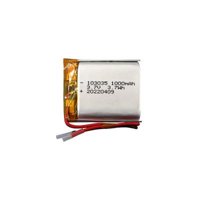 China 103035 Li Polymer Battery 1000mAh  UN38.3 Rechargeable Stable Working Voltage zu verkaufen