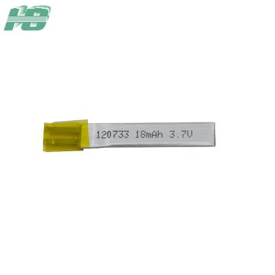 중국 18mah 120733 매우 얇은 리튬 전지 500배 주기 생활 대략 6.5h 책임 시간 판매용