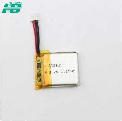 China la batería de ión de litio da alta temperatura 300 de 300mah 3.7v mide el tiempo de la vida de ciclo 382832 en venta