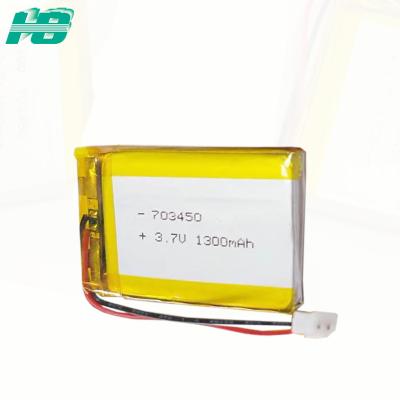 China 703450 kundenspezifische Lithium-Batterie 1300mah 3.7v, Sicherheits-Warnungs-Batterie zu verkaufen