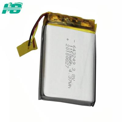 China A bateria de íon de lítio 643249 de alta temperatura 1150mah 3,8 V 500 cronometra a vida de ciclo à venda