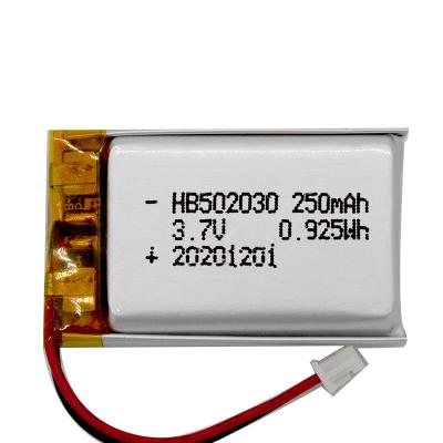 China HB 3.7V 502030 250mAh Lithium Polymer Battery Custom Battery for sale