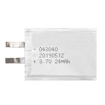 China Thick 0.4mm 3.7V 24mAh 043040 Ultra Thin Lithium Battery for sale