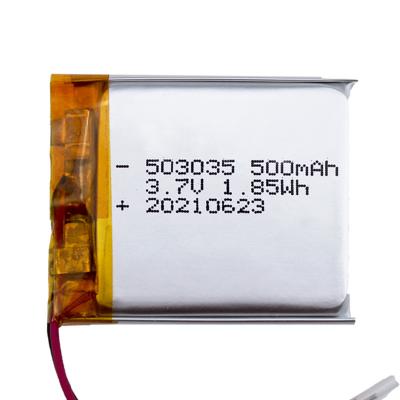 China HB 3.7V 503035 500mAh 1.85Wh Lithium Polymer Battery Custom Battery for sale