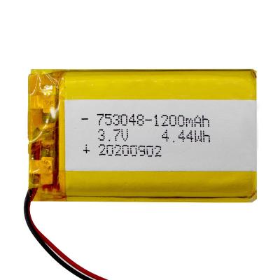 China 753048 1200mAh 3.7V Rechargeable Lithium Polymer Battery for sale