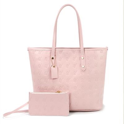 China Lady TrendColor Designer Female SoftPU Leather OpenTops Custom Bag Classic 2 Pieces Set Purses And Handbags for sale