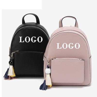 China PU vegan tassel waterproof custom leather backpack women's classic private label backpack for ladies for sale