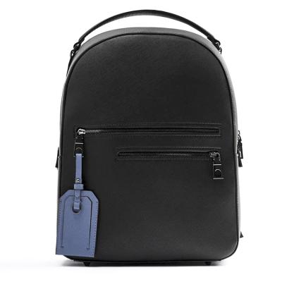 China Black anti-theft saffiano OEM PU leather laptop backpack waterproof men travel school bags for sale