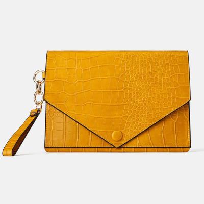 China White Leather Clutch Bag OEM Croc Leather Ladies Envelope Wallet Purse Wrist Bag For Women for sale