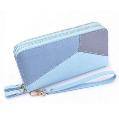 China Ladies Sale Mobile Phone Wallet Double Zipper Purse Along PU Double Zipper Purse Large Capacity Hot Classic Leather Ladies Fashion for sale